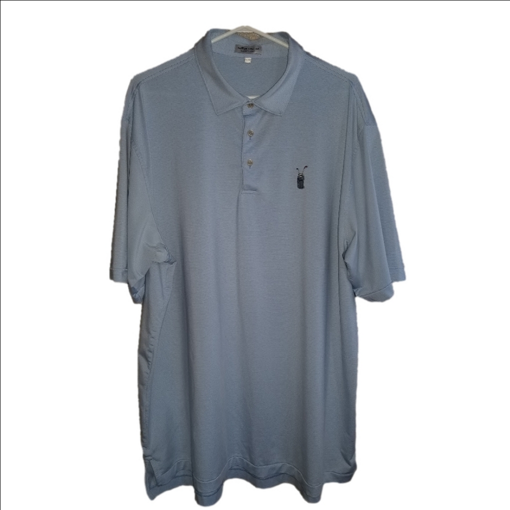 Peter Millar Summer Comfort Cottage Blue Short Sleeve Golf Label Reads Size XXL